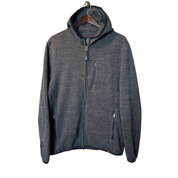 Prana Gray Fleece Zip Up Sweater with High Collar - Picture 1 of 4
